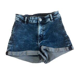 Divided by H&M Stretch Dark Wash Distressed  Denim Shorts Size 4 Cuffed Stretch